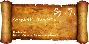 Szopkó Tamás névjegykártya
